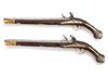 A PAIR OF OTTOMAN SILVER-MOUNTED ORIENTAL FLINTLOCK PISTOLS, CIRCA 1820 - 1830
