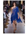 Stella McCartney Blue Asymmetric Mesh Cut-Out Dress