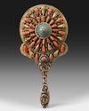AN OTTOMAN CORAL-INSET GILDED MIRROR, 19TH CENTURY