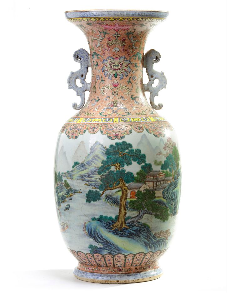 A large Chinese famille rose baluster vase