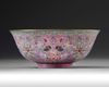 A CHINESE PINK-GROUND FAMILLE ROSE 'BOWL, QING DYNASTY (1611-1911)