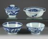 Four Chinese blue and white 'figural' bowls