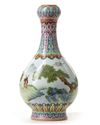 A CHINESE FAMILLE ROSE 'DEER AND CRANES' GARLIC HEAD-VASE, CHINA, QING DYANSTY (1644-1911)