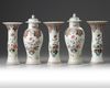 A Chinese famille rose five-piece garniture