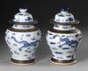 A PAIR OF CHINESE BLUE AND WHITE GINGER POTS