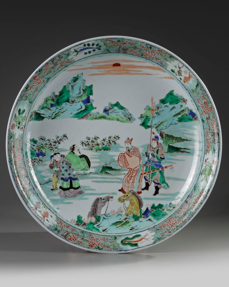 A Chinese famille verte 'figural' charger
