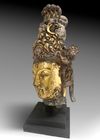 LARGE GILT BRONZE HEAD OF GUANYIN, MING DYNASTY OR LATER