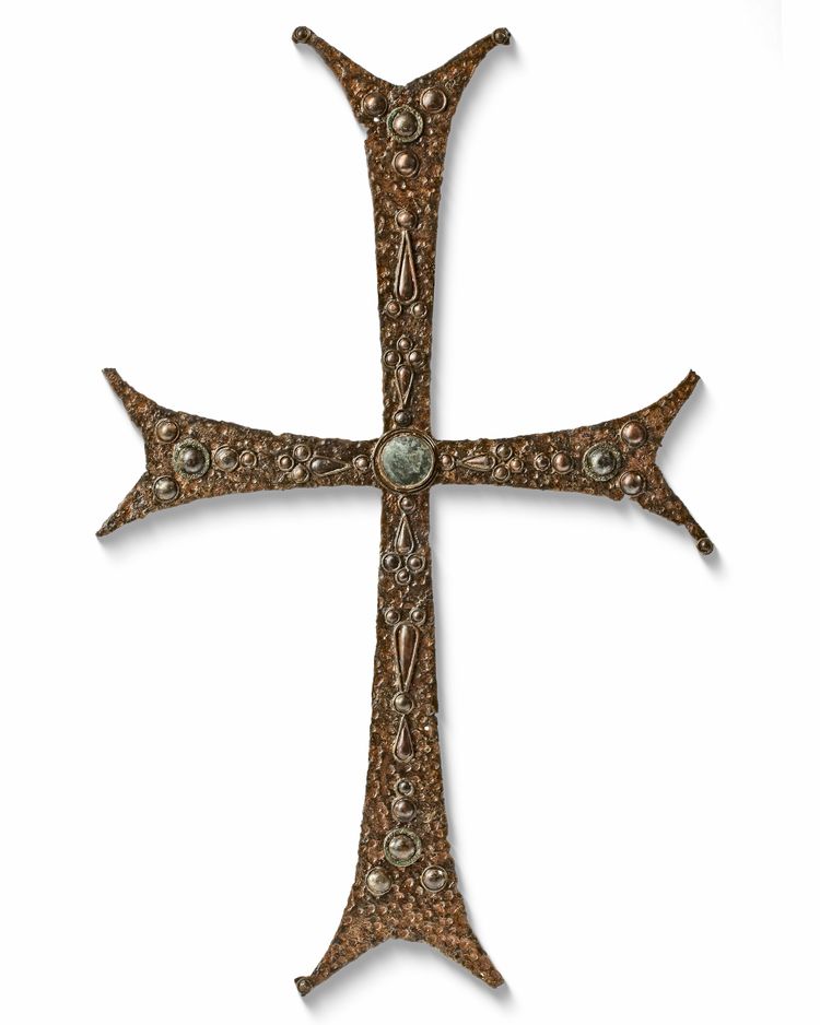 A BRONZE BYZANTINE PROCESSION CROSS