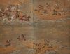 A MID SIZE JAPANESE SCREEN DEPICTING A SAMURAI BATTLE,  EDO PERIOD, 18TH CENTURY