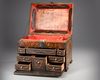 A PERSIAN WOODEN CHEST WITH DRAWERS, CIRCA 1800