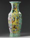 TWO LARGE CHINESE FAMILLE ROSE MOULDED 'PRECIOUS OBJECTS', HEXAGONAL VASES, 20TH CENTURY