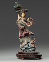 A Chinese polychrome-decorated ivory figure of a maiden