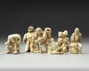 A GROUP OF SIX JAPANESE IVORY NETSUKES