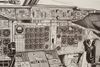 A print in a frame of the interior of the cockpit of a Boeing 747