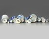 A group of ten small Chinese blue and white vases