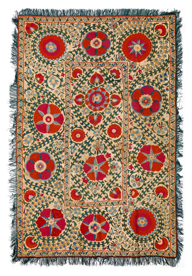 A VERY FINE KERMINA SUZANI, UZBEKISTAN, 19TH CENTURY
