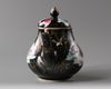 A Chinese mirror black-ground famille rose 'quails' teapot and cover