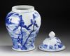 A LARGE CHINESE BLUE AND WHITE JAR WITH COVER, 19TH CENTURY