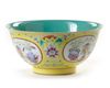 A CHINESE YELLOW-GROUND MEDAILLON BOWL, 20TH CENTURY
