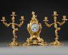 A FRENCH ORMOLU CLOCK SET, LATE 19TH CENTURY