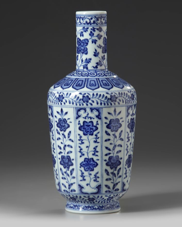A blue and white vase