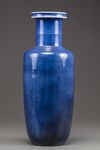 A Chinese powder blue-glazed rouleau vase