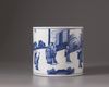 A CHINESE BLUE AND WHITE BRUSH POT, QING DYNASTY 1644-1911