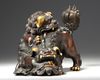 A PARCEL GILT CHINESE BUDDHIST LION FORM CENSER, 20TH CENTURY