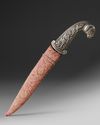 A SILVER RAM'S HEAD-HILTED DAGGER, INDIA, FIRST HALF 19TH CENTURY