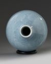 A Chinese pale blue-glazed 'Buddhist lions' mallet vase