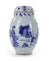 A CHINESE BLUE AND WHITE POT AND COVER