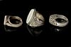 THREE CRYSTAL SEAL RINGS
