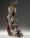 A LARGE CHINESE HEAVILY CAST BRONZE GUANYIN, MING DYNASTY (1368-1644) OR LATER