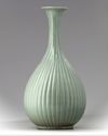 A Korean celadon-glazed fluted vase