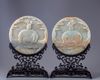 A pair of Chinese celadon jade circular table screens