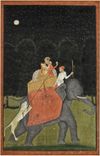 A PRINCE WITH HIS CONSORT HUNTING A LION, NORTH INDIA, 19TH CENTURY
