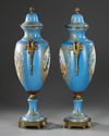 A PAIR OF SEVRES STYLE PORCELAIN VASES, LATE 19TH CENTURY
