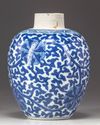 A Chinese blue and white 'scrolling lotus' jar