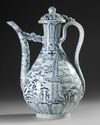 A CHINESE BLUE AND WHITE 'THREE FRIENDS OF WINTER' EWER, QING DYNASTY (1644-1911)