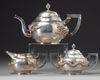 A Chinese export silver three-piece tea set