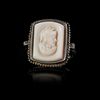 A (PROBABLY) SILVER RING WITH A CARVED CAMEO