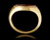 A ROMAN GOLD RING WITH A CARNELIAN INTAGLIO OF NEPTUNE IN A BIGA OF HIPPOCAMPS, 1ST CENTURY AD