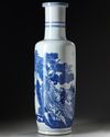A LARGE CHINESE BLUE AND WHITE ROULEAU VASE, 19TH-20TH CENTURY