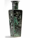 A Chinese famille noir square-section vase