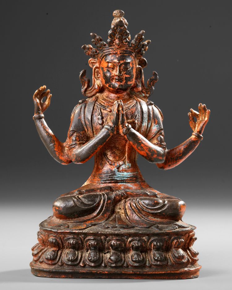 A CHINESE BRONZE FIGURE OF AVALOKITESHVARA – 19TH CENTURY