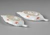 A PAIR OF CHINESE LEAF-SHAPED DISHES, QING DYNASTY (1644-1912)