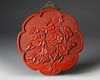 A CHINESE RED LACQUER PANEL  19TH CENTURY