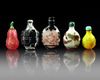 FIVE CHINESE GLASS SNUFF BOTTLES, 19TH-20TH CENTURY