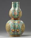 A Chinese famille rose triple gourd vase