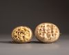 Two Cantonese carved ivory oval brooches